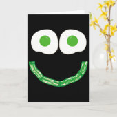 Grünes Smiley-Gesicht Eier und Corned Ham Frühstüc Karte (Gelbe Blume)