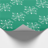 Grünes Snowflake-Wrapper Geschenkpapier (Ecke)