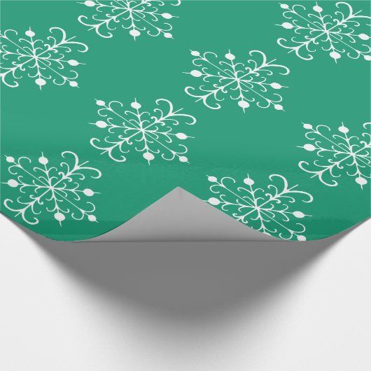 Grünes Snowflake-Wrapper Geschenkpapier (Ecke)
