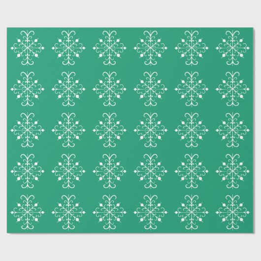 Grünes Snowflake-Wrapper Geschenkpapier (Flach)