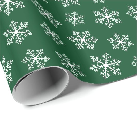 Grünes Snowflake-Wrapper Geschenkpapier (Rolleneckpunkt)