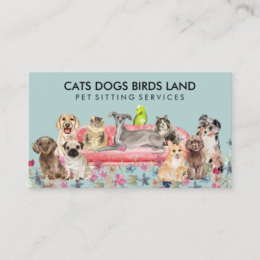 Grünes Soft Dog Cat Bird Hotel Sofa Sitzplatz Visitenkarte (Vorderseite)