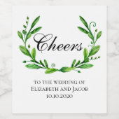 Grünes Sommerweinglas. Hochzeit von Grünjubeln Weinetikett (Einzelnes Label)