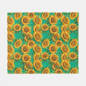 Grünes Sonnenblumenmuster Muster Fleecedecke (Vorderseite (Horizontal))