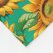Grünes Sonnenblumenmuster Muster Fleecedecke (Ecke)