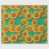 Grünes Sonnenblumenmuster Muster Geschenkpapier (Flach)