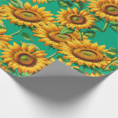 Grünes Sonnenblumenmuster Muster Geschenkpapier (Ecke)
