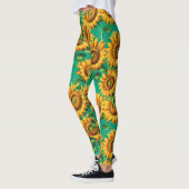 Grünes Sonnenblumenmuster Muster Leggings (Links)