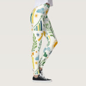 Grünes Sonnengelbes Himmelblau Nahtloses Muster Leggings (Rechts)