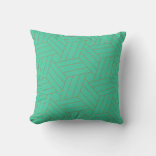Grünes Spearmint- und Gold-Geometrisches Muster Kissen