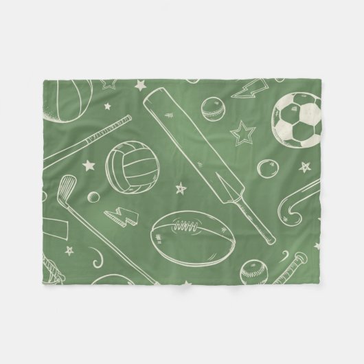 Grünes Sportmuster Fleecedecke (Vorderseite (Horizontal))