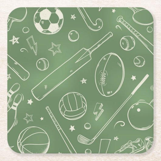 Grünes Sportmuster Rechteckiger Pappuntersetzer (Vorderseite)