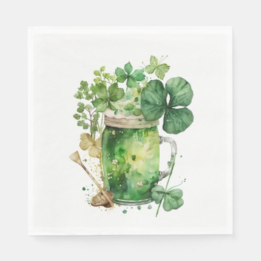 Grünes St. Patrick's Day-Bier in Serviette (Vorderseite)