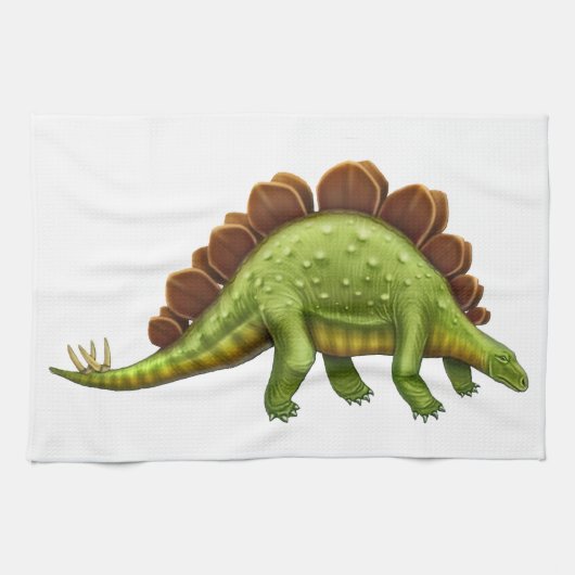 Grünes Stegosaurus-Dinosaurier-Geschirrtuch Küchentuch (Horizontal)