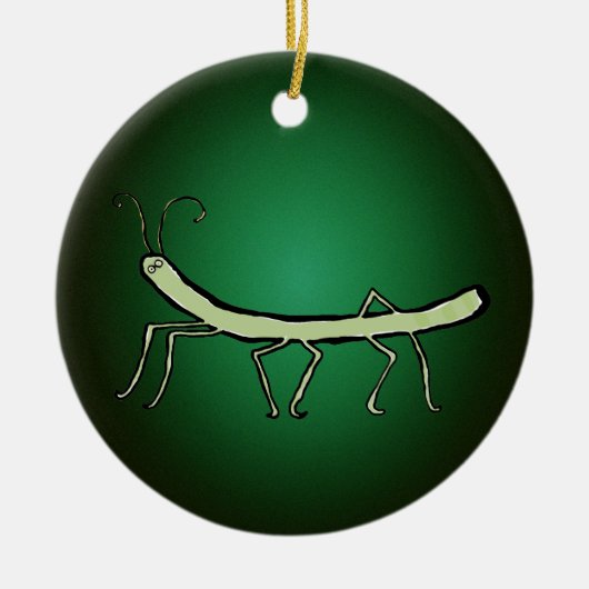 grünes Stockinsekt Keramikornament (Vorne)