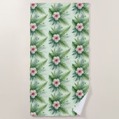 Grünes Strandtuch für tropischen Hibiskus (Vorderseite)