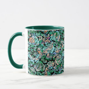 Grünes stylisches Blumenmuster Tasse