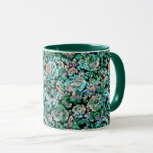 Grünes stylisches Blumenmuster Tasse (VorderseiteRechts)