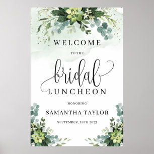 Grünes Sukkulenten-Braut-Lunch-Willkommensschild Poster