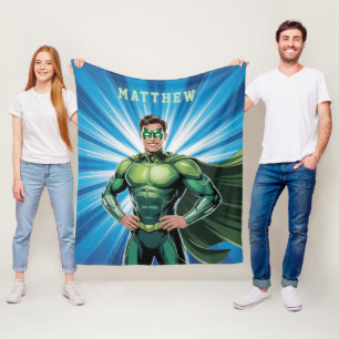 Grünes Superhelden-Jungen-Geburtstagsgeschenk Fleecedecke
