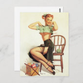 Grünes Sweater-Button Postkarte (Vorne/Hinten)