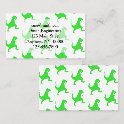 Grünes T-Rex-Muster Visitenkarte (Vorne/Hinten)