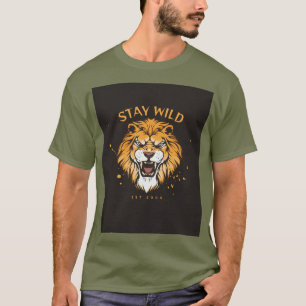 Grünes T-Shirt mit halben Ärmeln mit Stay Wild Typ