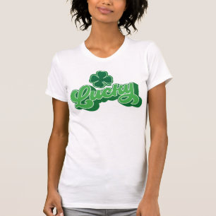 Grünes T-Shirt mit vierblättrigem Kleeblatt Glücks