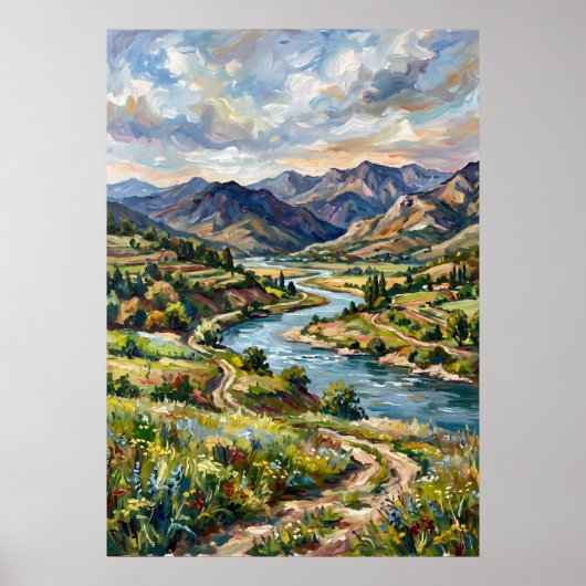 Grünes Tal Berglandschaft Poster (Vorne)