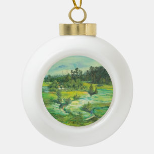 grünes Tal Keramik Kugel-Ornament