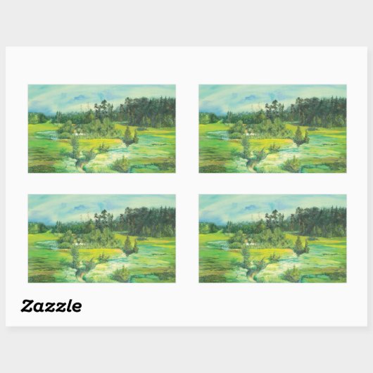 grünes Tal Rechteckiger Aufkleber (Blatt)