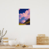 Grünes Tal unter rosa und Lila Himmel Poster (Küche)