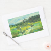 Grünes Tal Watercolor Rechteckiger Aufkleber (Umschlag)