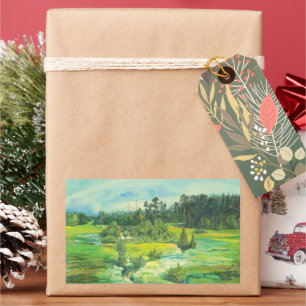 Grünes Tal Watercolor Rechteckiger Aufkleber