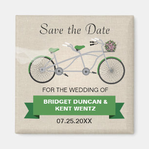 Grünes Tandemfahrrad Save the Date Magnet