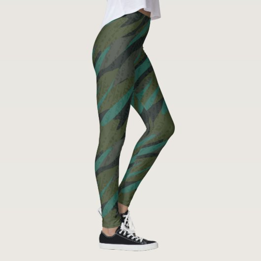 Grünes Tarnmuster abstrakt Leggings (Rechts)