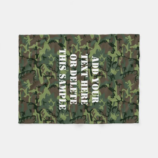 Grünes Tarnungs-Camouflage-Muster personalisiert Fleecedecke (Vorderseite (Horizontal))
