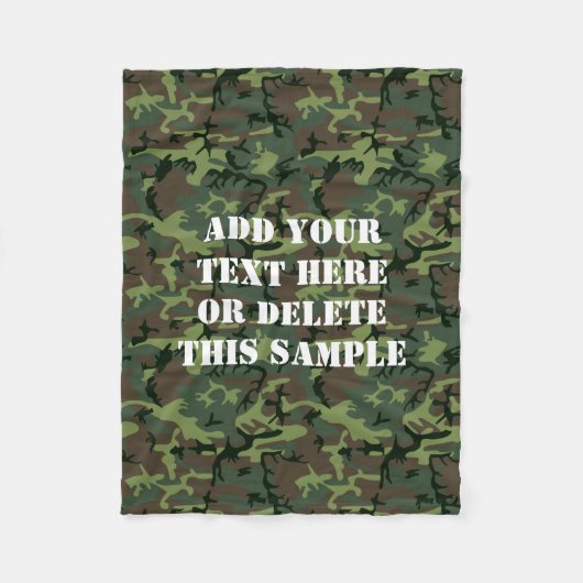 Grünes Tarnungs-Camouflage-Muster personalisiert Fleecedecke (Vorderseite)