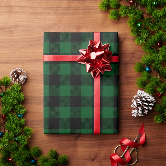 Grünes Tartan Weihnachtswackelpapier Geschenkpapier (Feiertagsgeschenk)