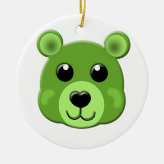 grünes Teddybärgesicht Keramikornament