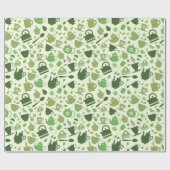 Grünes Teemuster Geschenkpapier (Flach)