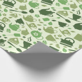 Grünes Teemuster Geschenkpapier (Ecke)