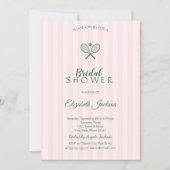 Grünes Tennisschläger Rosa Brautparty Einladung (Vorderseite)