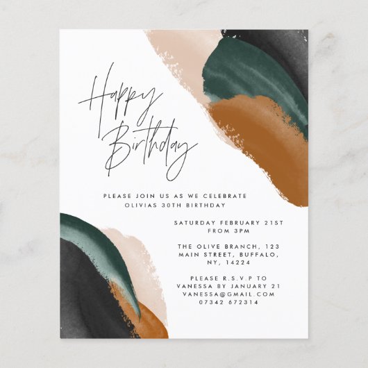 Grünes Terracotta abstraktes Foto Geburtstag (Rückseite)