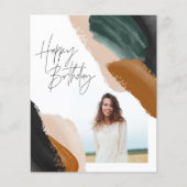 Grünes Terracotta abstraktes Foto Geburtstag (Vorderseite)