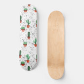 Grünes Terracotta-Kakteen-Spritzer-Muster Skateboard (Vorderseite)