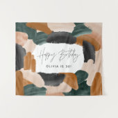 Grünes Terrakotta abstrakte Aquarellgeburt Wandteppich (Vorderseite (Horizontal))