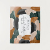 Grünes Terrakotta abstrakte Aquarellgeburt Wandteppich (Vorderseite)