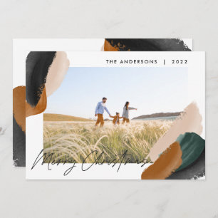 Grünes Terrakotta Modernes minimales Aquarellfarbe Feiertagskarte