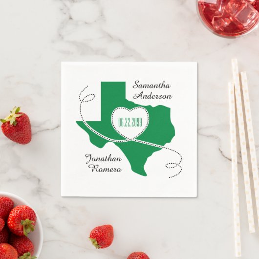 Grünes Texas Curling Ribbon Hochzeitdatum Serviette (Beispiel)